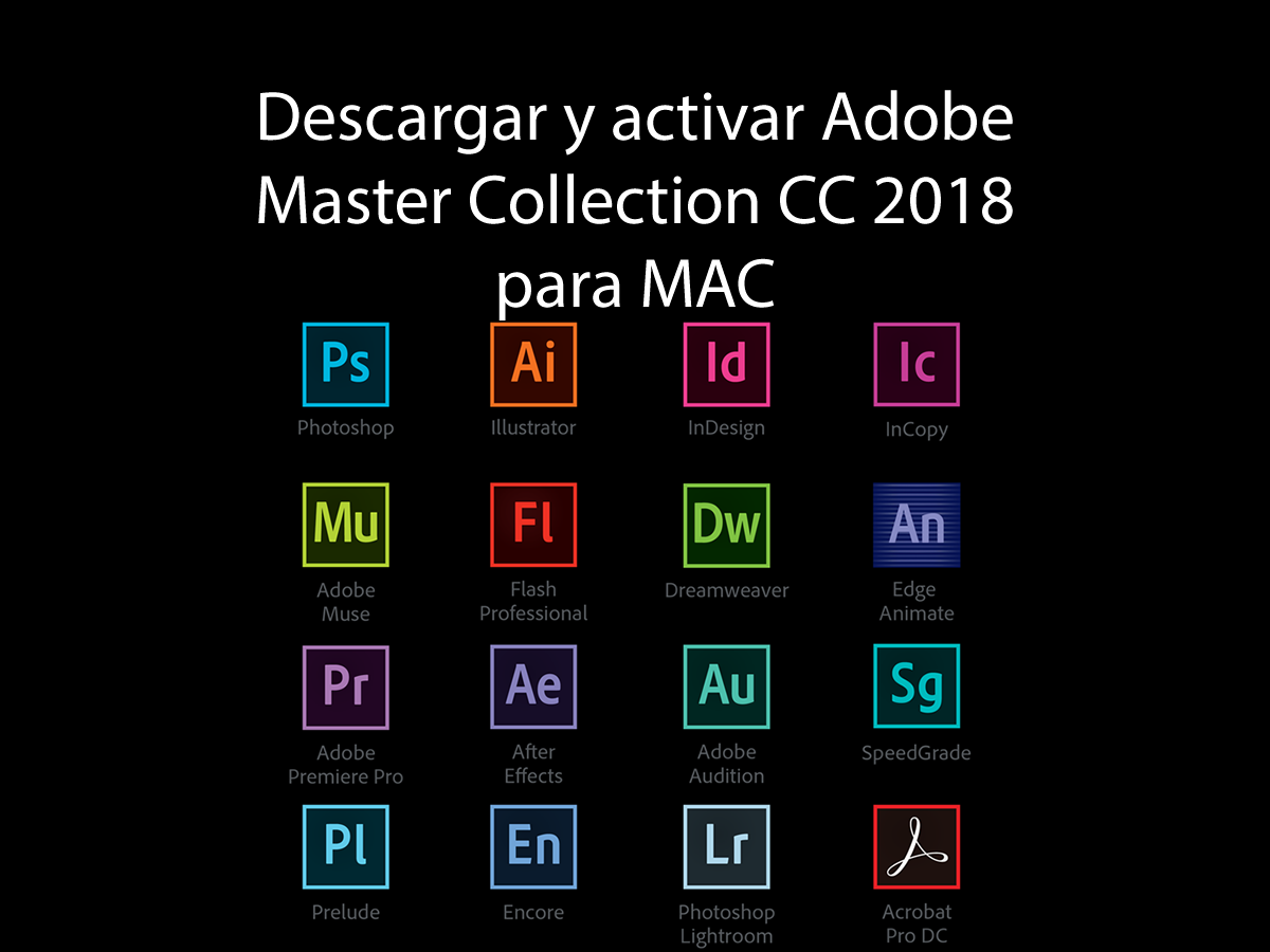 activar adobe master collection cc 2018 para mac